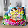 Cartoon Anime Flannel Throw Blanket in Candy Girl Design