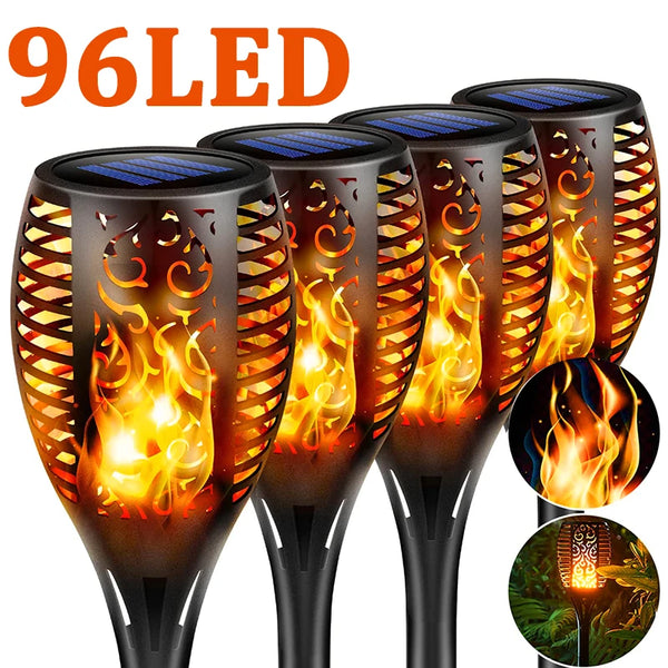 Solar-Powered Flickering Flame Torch Lights