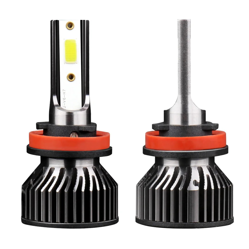 A pair of LED headlight bulbs for a Chevy Silverado 1500/2500 truck, showing the bulb and its base.