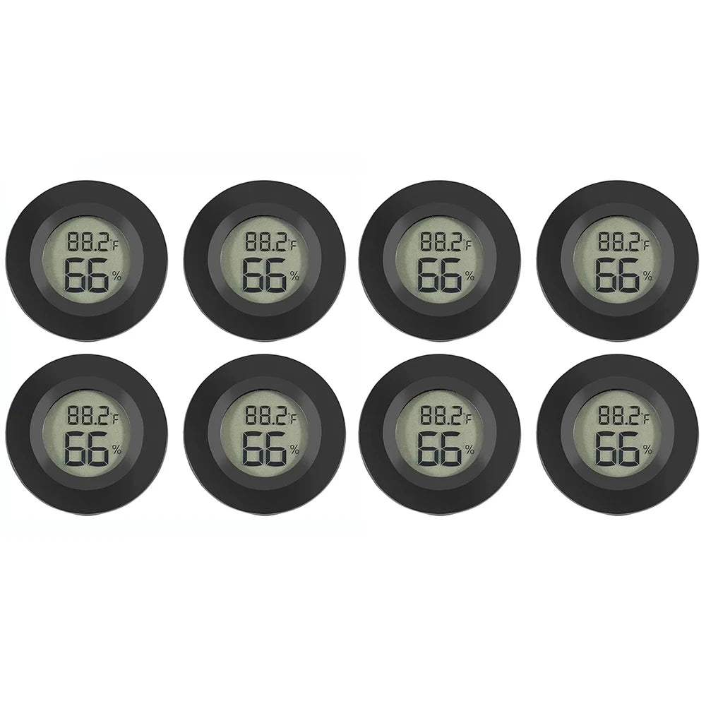 Six black digital thermometers showing a temperature of 66 degrees Fahrenheit and 88.2 degrees Fahrenheit.