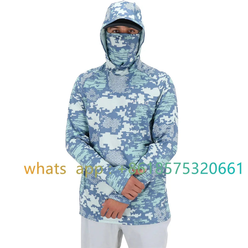 Camiseta de Manga Larga con Capucha para Pesca y Senderismo UPF 50+ para Hombre