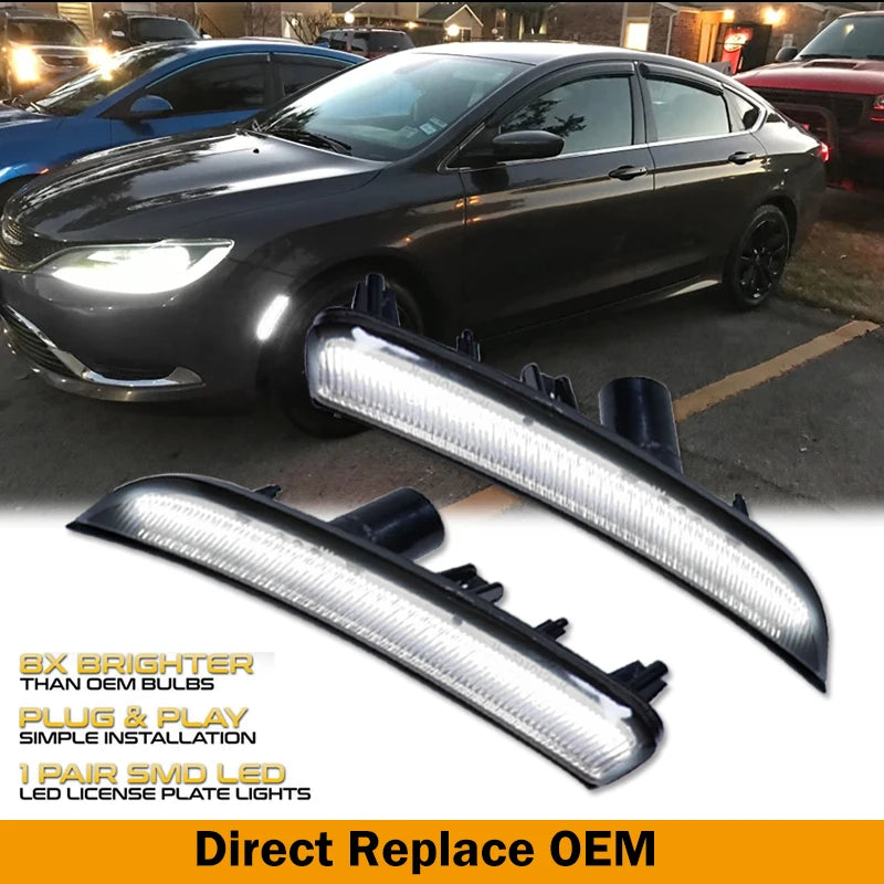 Smoked LED side marker lights for a Chrysler 200 vehicle.