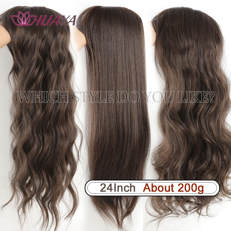 Long Wavy Hair Topper with Clips