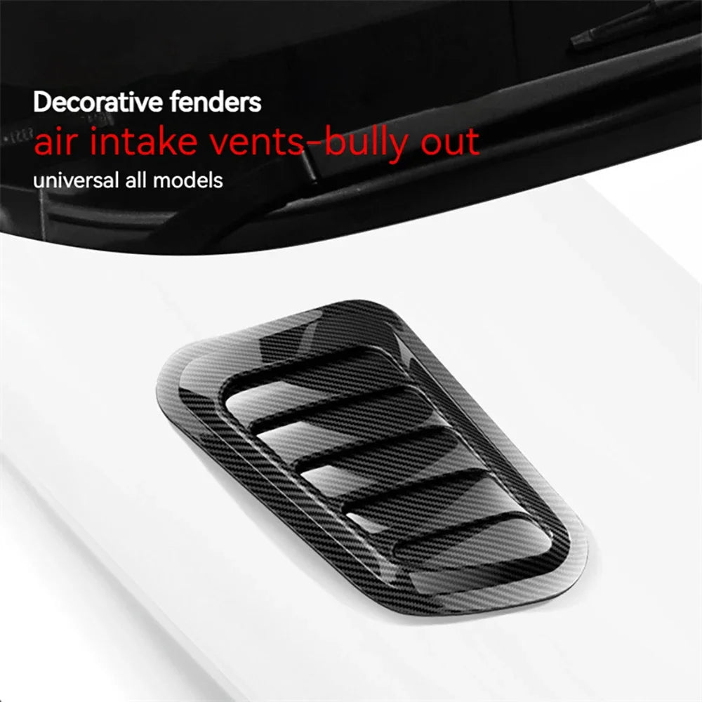 Carbon Fiber Style Car Hood Scoop Vent Covers (Pair)