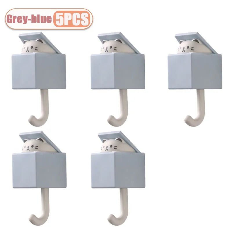 Cute Cartoon Cat Wall Hooks - Self-Adhesive
