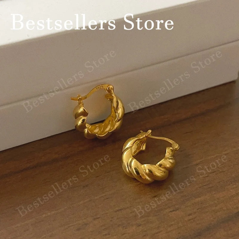Aretes de Aro Retorcidos en Plata de Ley