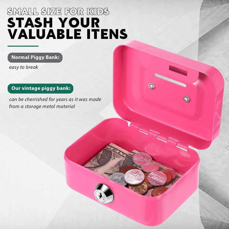 Compact Metal Key-Lock Money Box