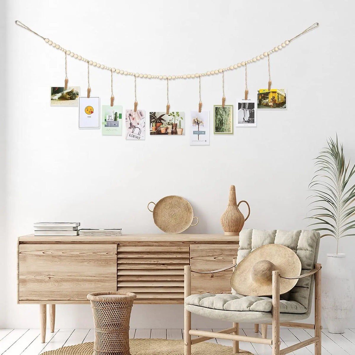 Wooden Beads Photo Garland for Wall Display