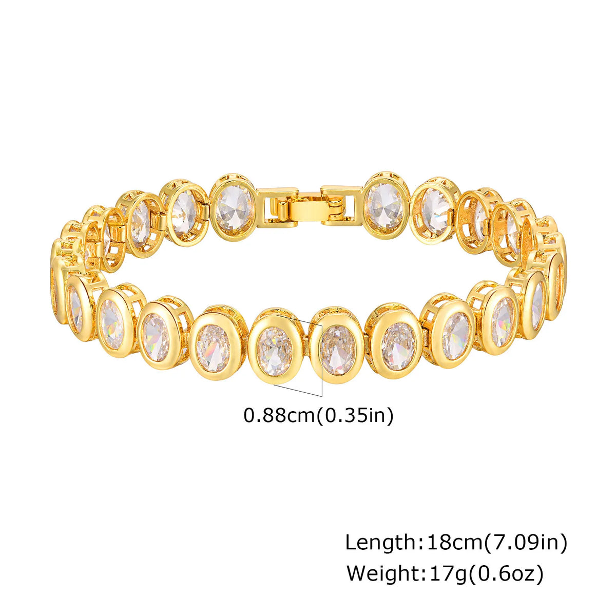 Bracelet Chaîne à Anneau de Papier Doré avec Pierres CZ