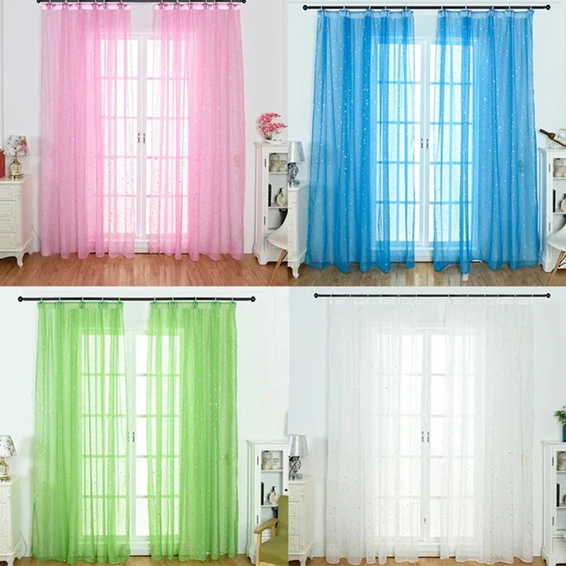 Silver Star Sheer Curtain with Hot Stamping Detail