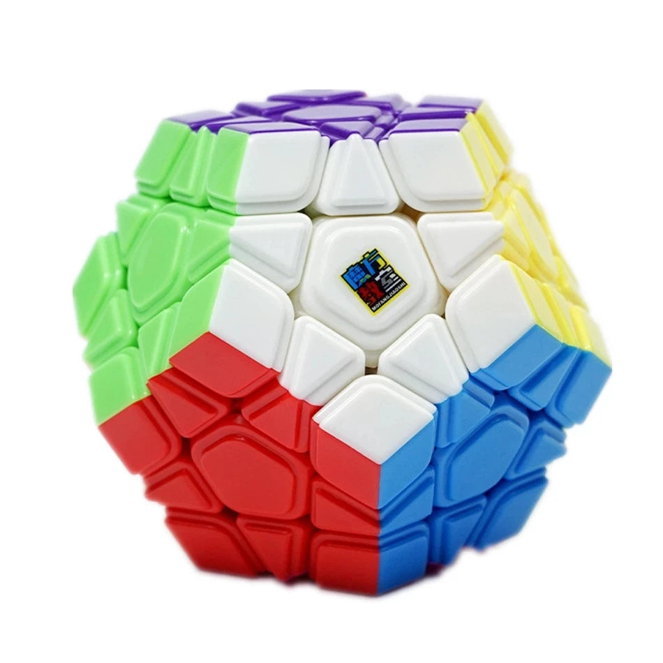 A colorful Meilong Series Speed Cube with various colored faces stacked in a cube shape.