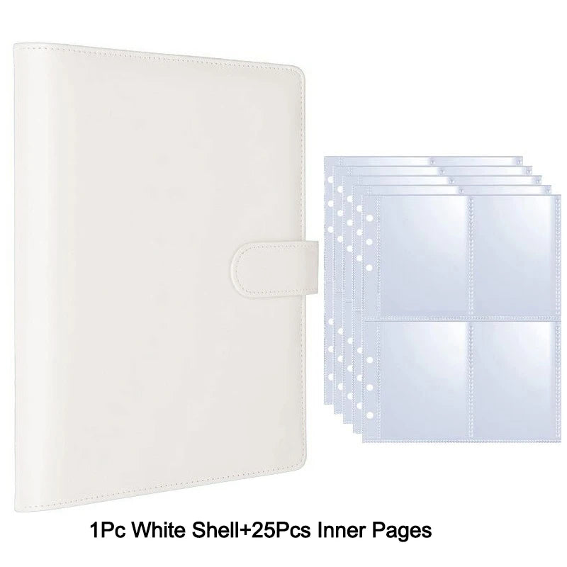 A white shell photocard album with twenty-five inner pages