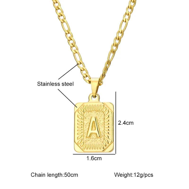 Initial Pendant Necklace in Stainless Steel