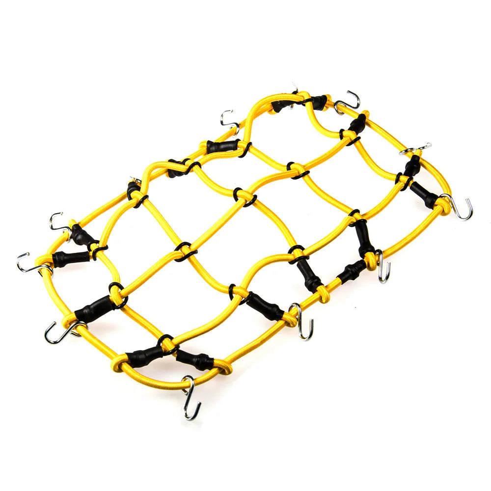 Yellow elastic roof rack luggage net for RC crawlers
