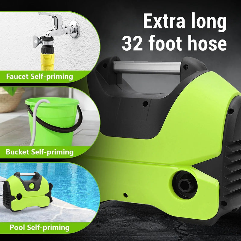 Electric High-Pressure Washer with Foam Cannon and 32ft Hose
