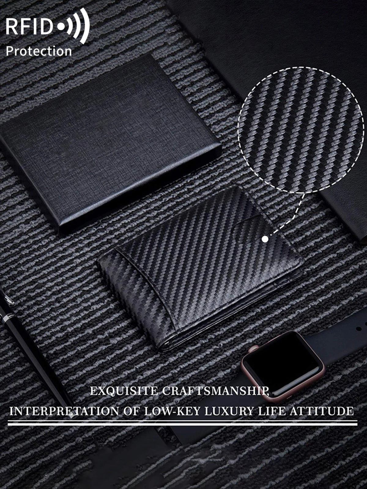 Ultra-Slim Carbon Fiber RFID Blocking Wallet