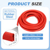 A coil of red rubber pipe or tube with a U-shaped edge protector, showing its material and dimensions.