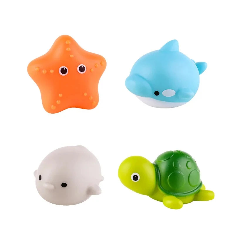 Glow-in-the-Dark Animal Bath Toy Set with Floating Net