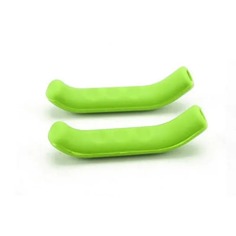 A pair of bright green silicone bicycle brake lever covers.