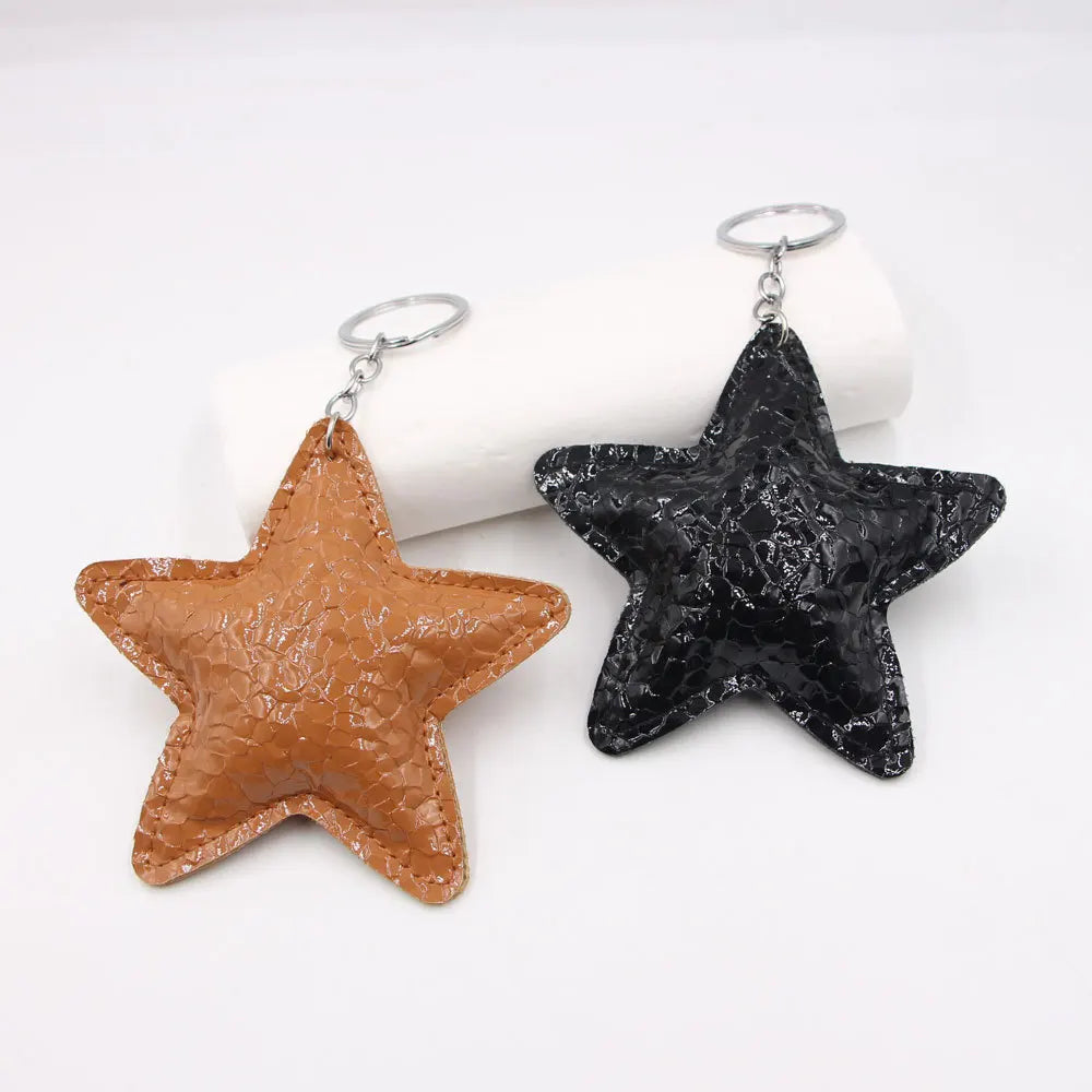 Cartoon Star-Shaped Leather Car Hanging Ornament