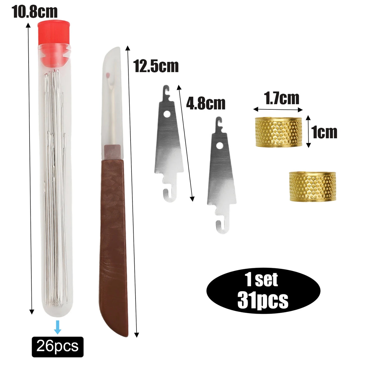 Sewing Needles Set with Large Eye and Threader Tool