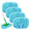 Blue reusable microfiber mop pads for a Swiffer sweeper