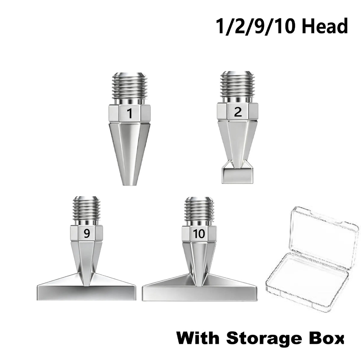 Stainless steel diamond painting pen tip set with screw-on handles including numbered tips and a storage box