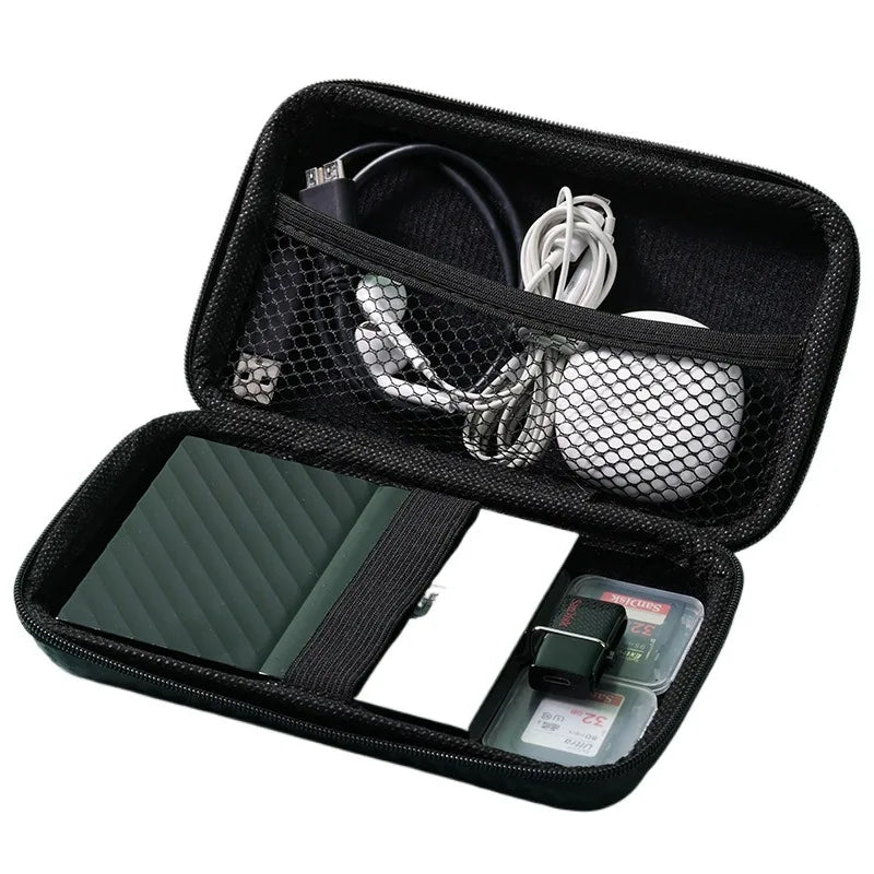 EVA Travel Cable Organizer Pouch with Double-Layer Storage
