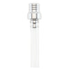 A clear plastic fuel tank breather valve with a metal threaded fitting.
