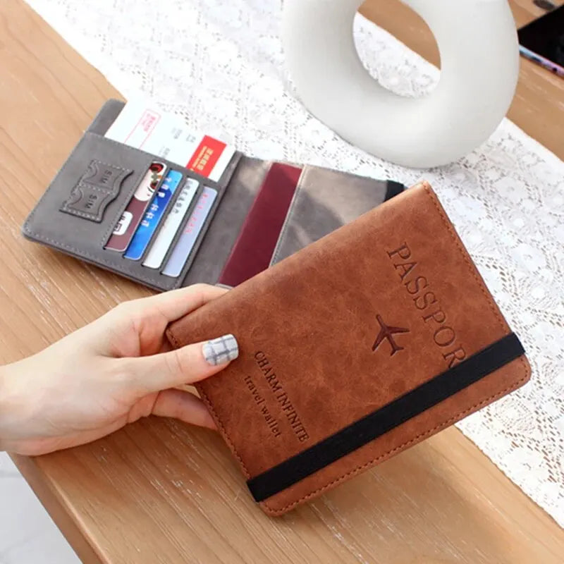 RFID-Blocking Travel Passport Wallet with Multiple Card Slots