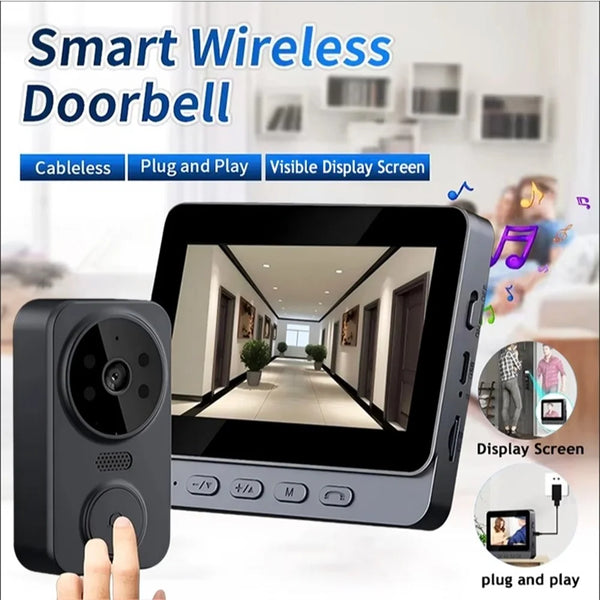 Wireless Video Doorbell with 4.3-Inch Display, Night Vision