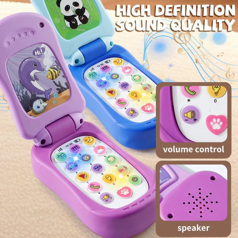 Kids' Cartoon Flip Phone Toy with Music and Learning Games