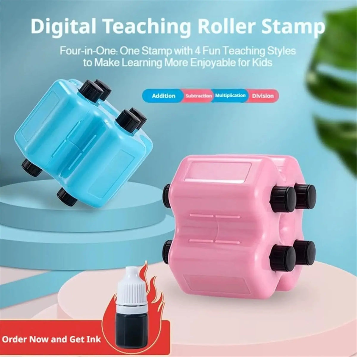 4-in-1 Math Roller Stamp Set – Addition, Subtraction, Multiplication & Division Practice
