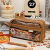 Transparent Double-Sided Pencil Case with Capybara Design