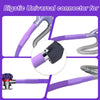 A purple and silver universal connector kit for dryer vent cleaning, showing various hose attachments.