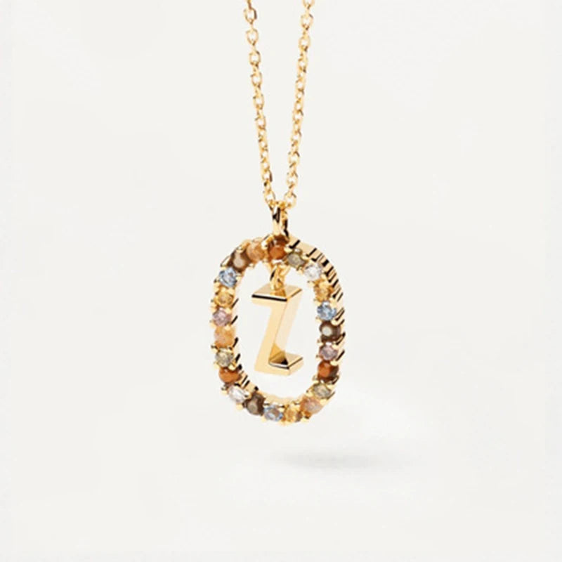 925 Sterling Silver Initial Letter Pendant Necklace