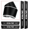 Black carbon fiber door sill protector stickers for select Honda models shown in rolled and flat forms