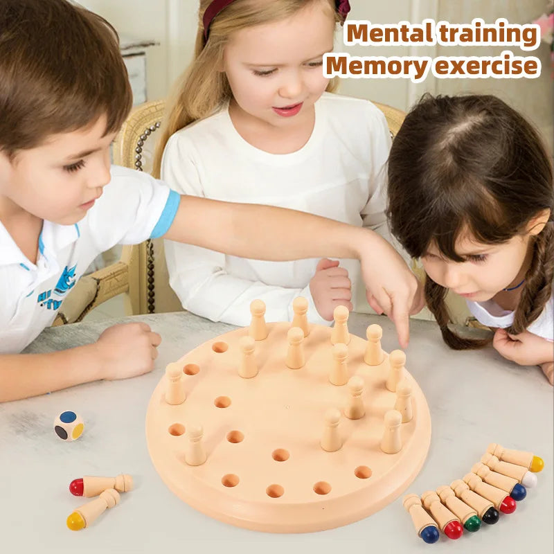 Wooden Memory Match Stick Chess Game – Montessori Color Matching Board Game