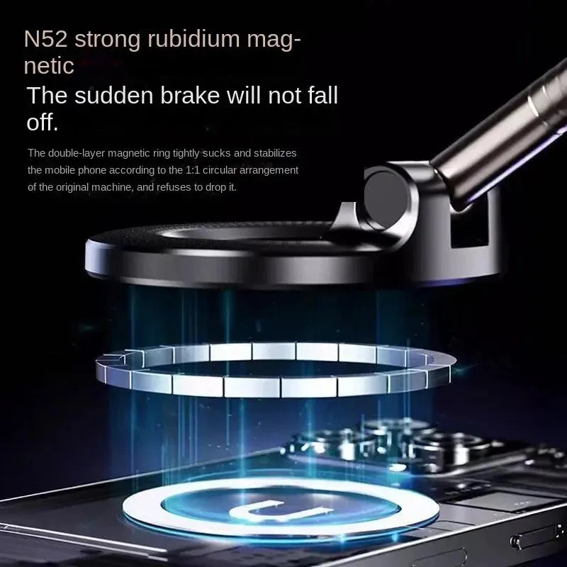 Nahaufnahme eines N52 starken Rubidium-Magnet-Handyhalters, der ein Mobiltelefon umfasst.