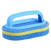 Blue and yellow household sponge cleaning brush with an ergonomic handle