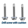 Self-Drilling Roofing Screws with Rubber Washer - Stainless Steel Hex Head