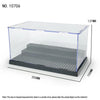 A clear acrylic display case with a black base and a mesh bottom, measuring 137mm in height and 255mm in length.