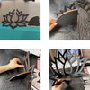 Handcrafted Lotus Wooden Wall Shelf with Cutout Design