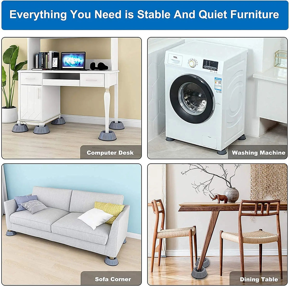 Anti-Vibration Feet Pads for Washing Machine & Furniture