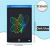 A dark blue 8.5-inch LCD drawing tablet displaying a colorful butterfly design.