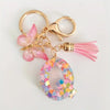 Pink Glitter Butterfly Keychain with Tassel