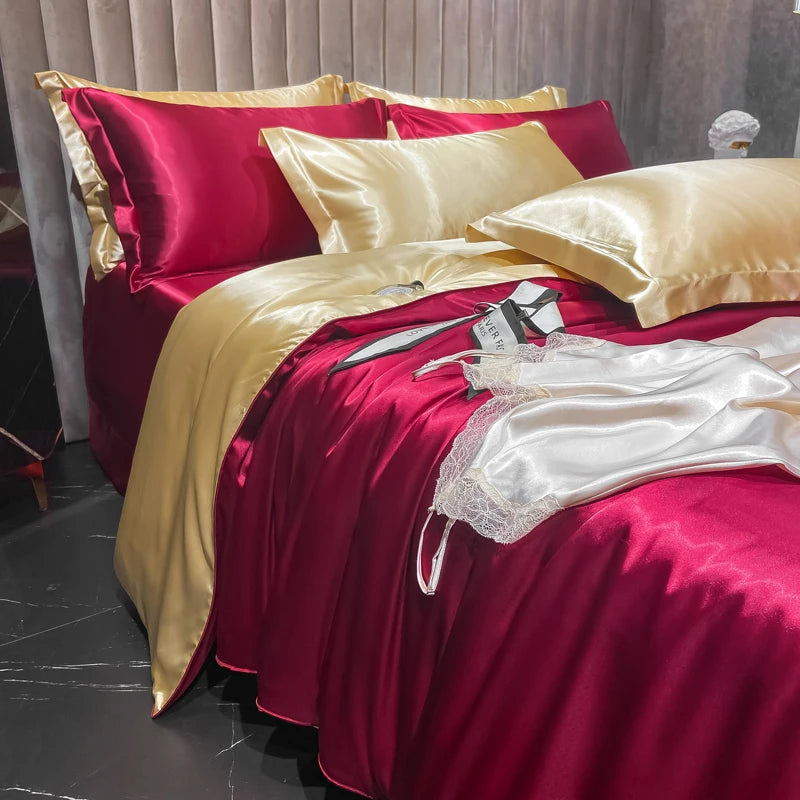 Housse de Couette en Satin de Soie Premium