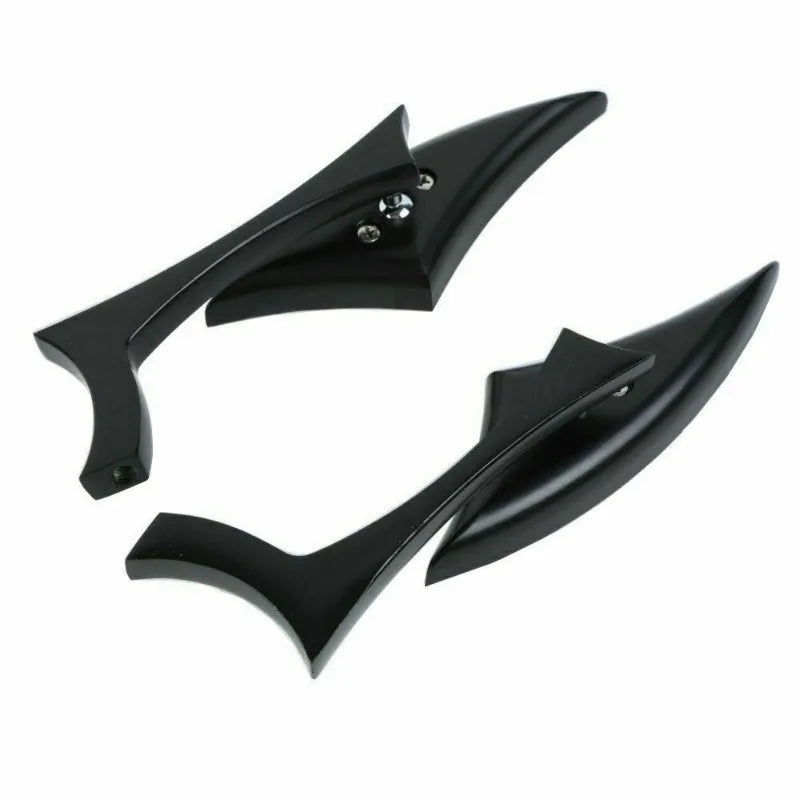 A set of black universal motorcycle side mirrors.