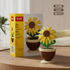 A set of 88 flower pot building blocks featuring sunflowers, roses, and carnations in yellow and brown colors.