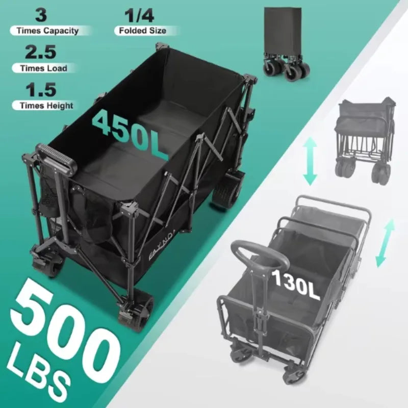 Heavy-Duty Double-Deck Folding Wagon Cart
